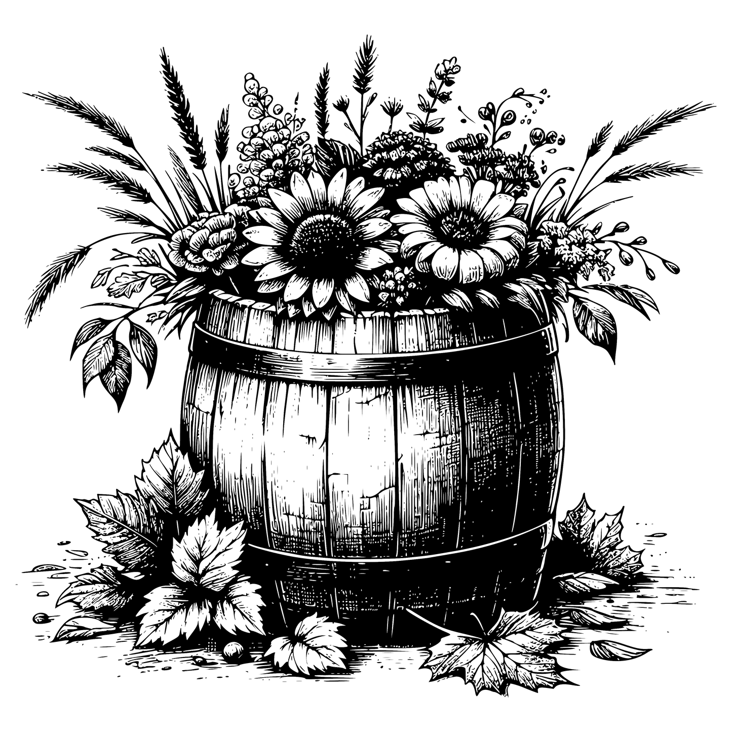 Barrel of Flowers Design