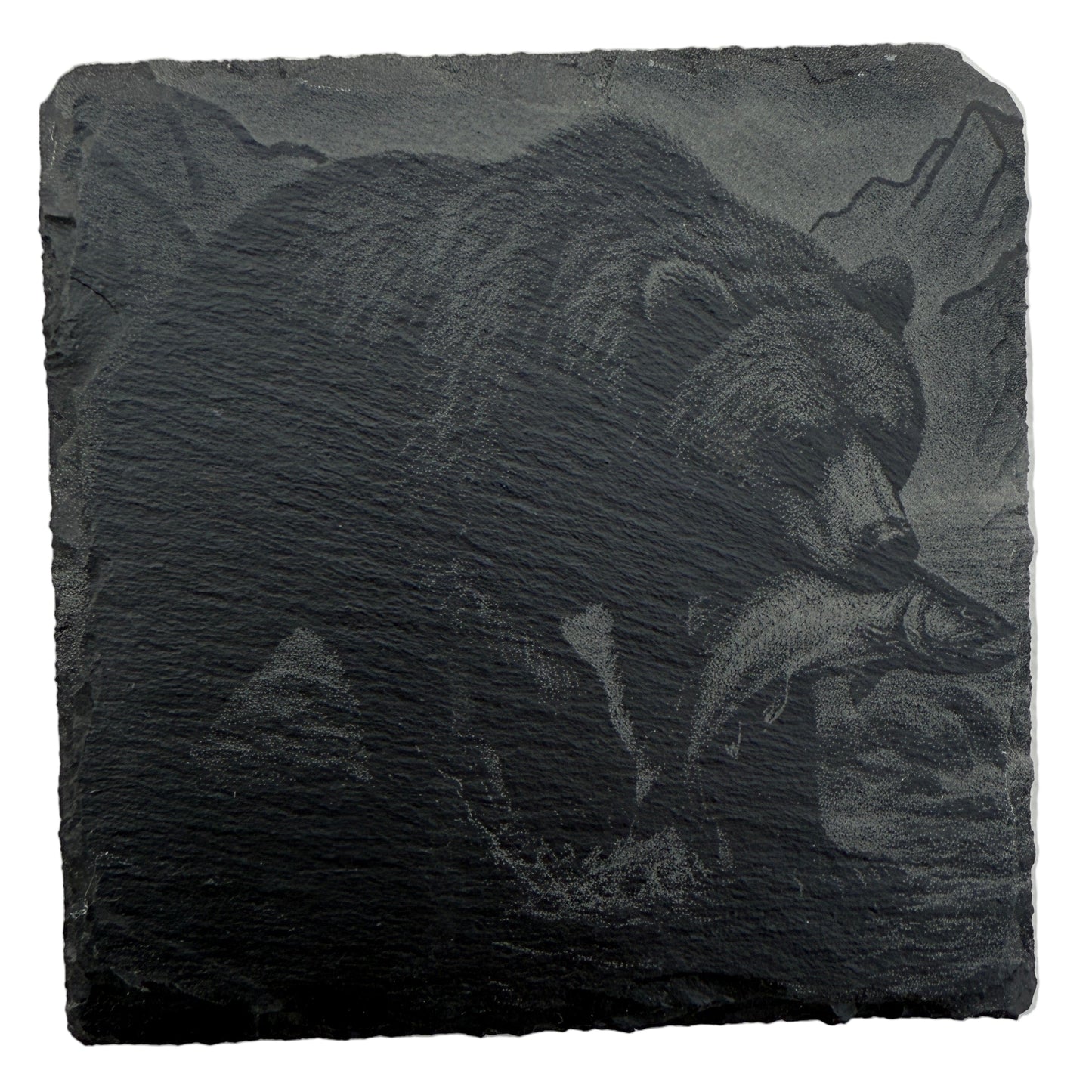 Bear Catching Fish Slate Coaster