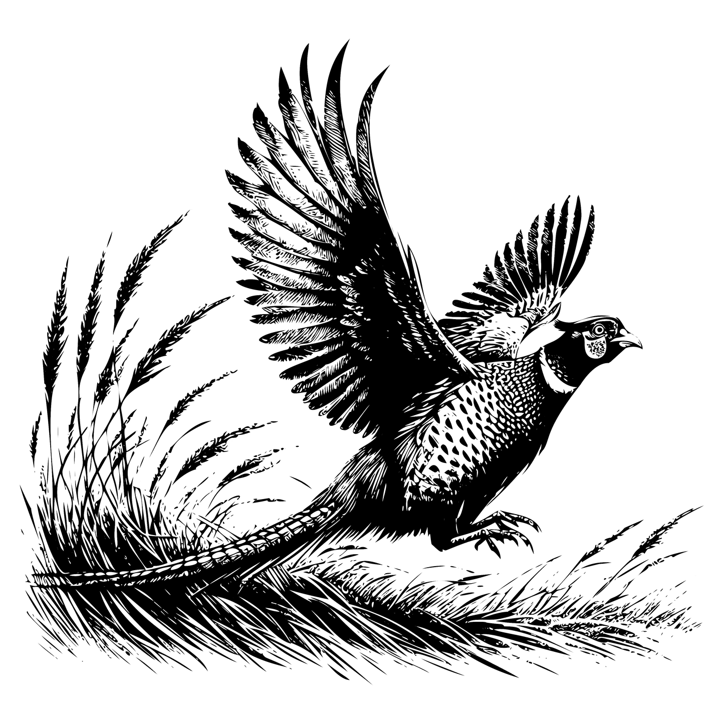 Ring-Necked Pheasant In Flight Design