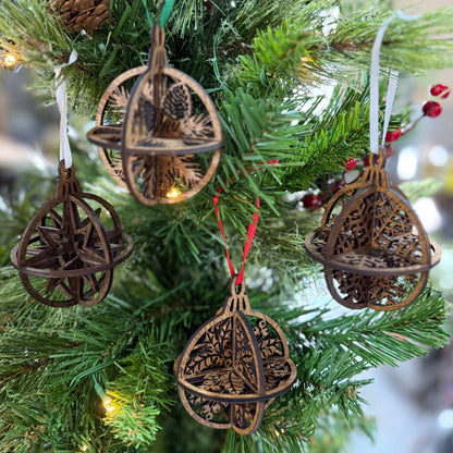 Nature Wooden Globe Ornament Collection