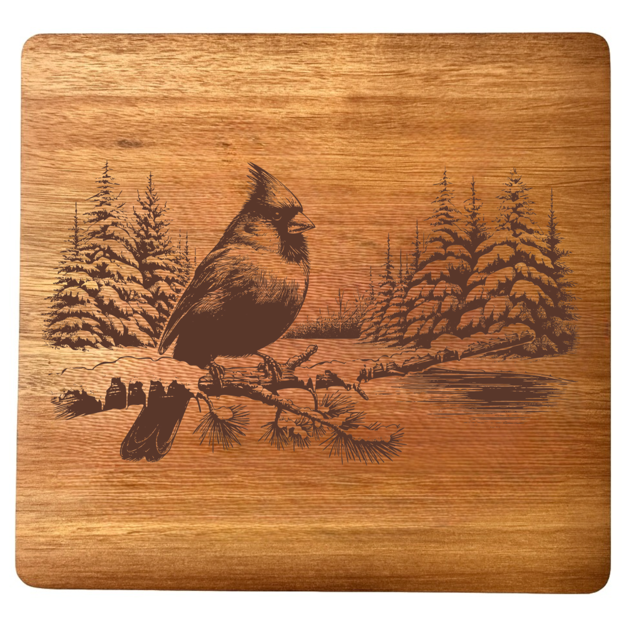 Cardinal on a Snowy Lake Design