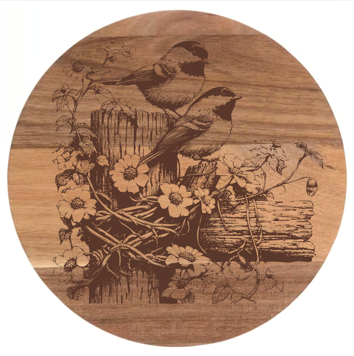 Chickadees on a Fence Design