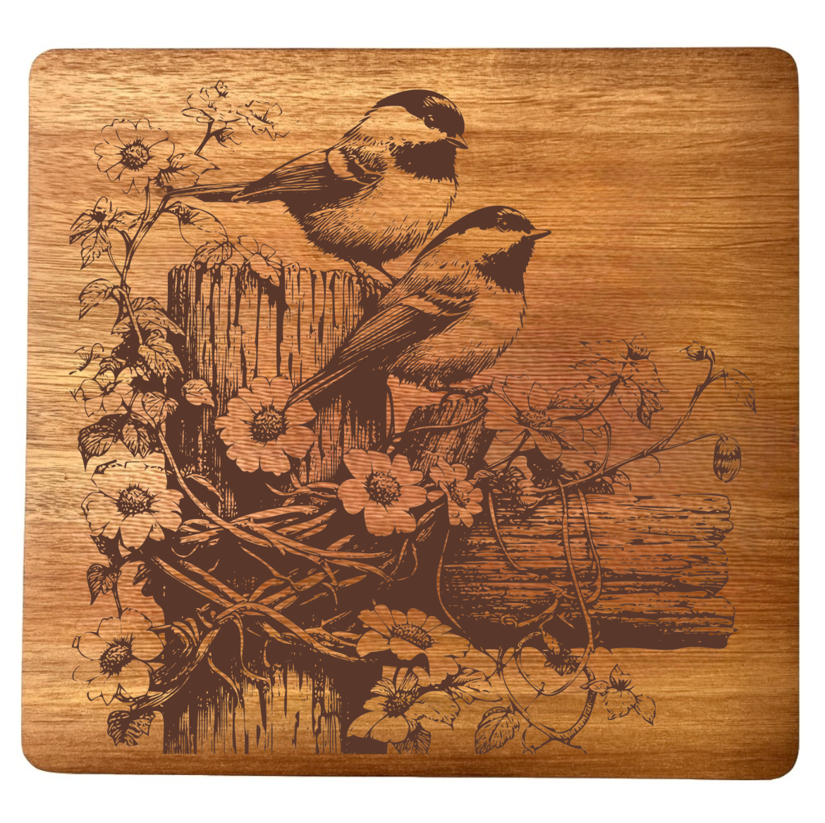 Chickadees on a Fence Design