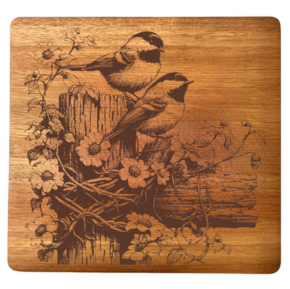 Chickadees on a Fence Design
