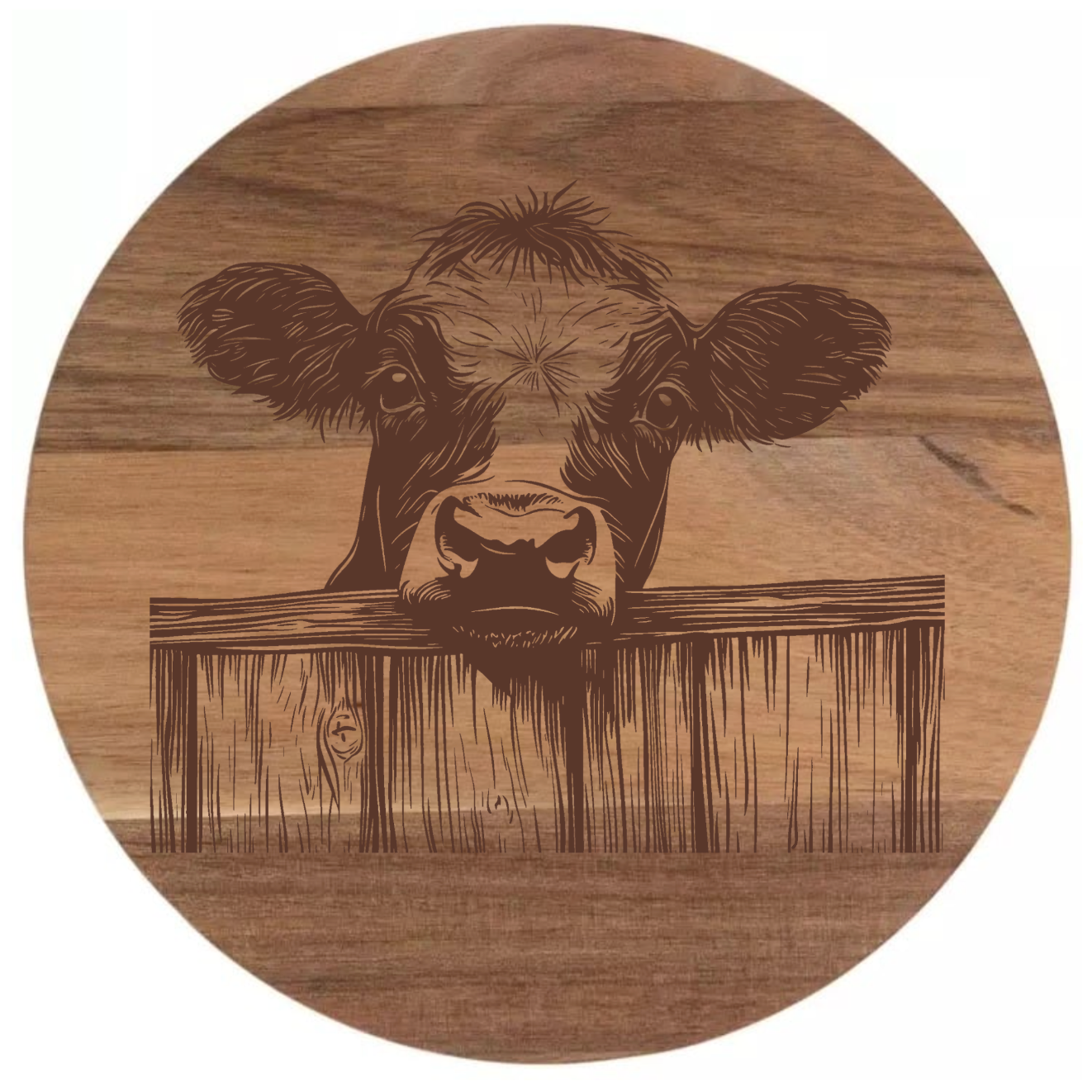 Cow Peering Over Fence Design