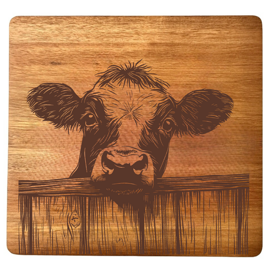 Cow Peering Over Fence Design