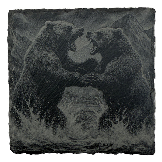 Fighting Bears Slate Coaster