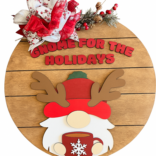 Gnome For The Holidays Door Hanger Sign