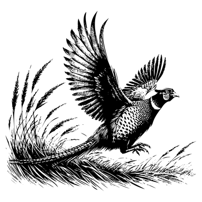 Ring-Necked Pheasant In Flight Design