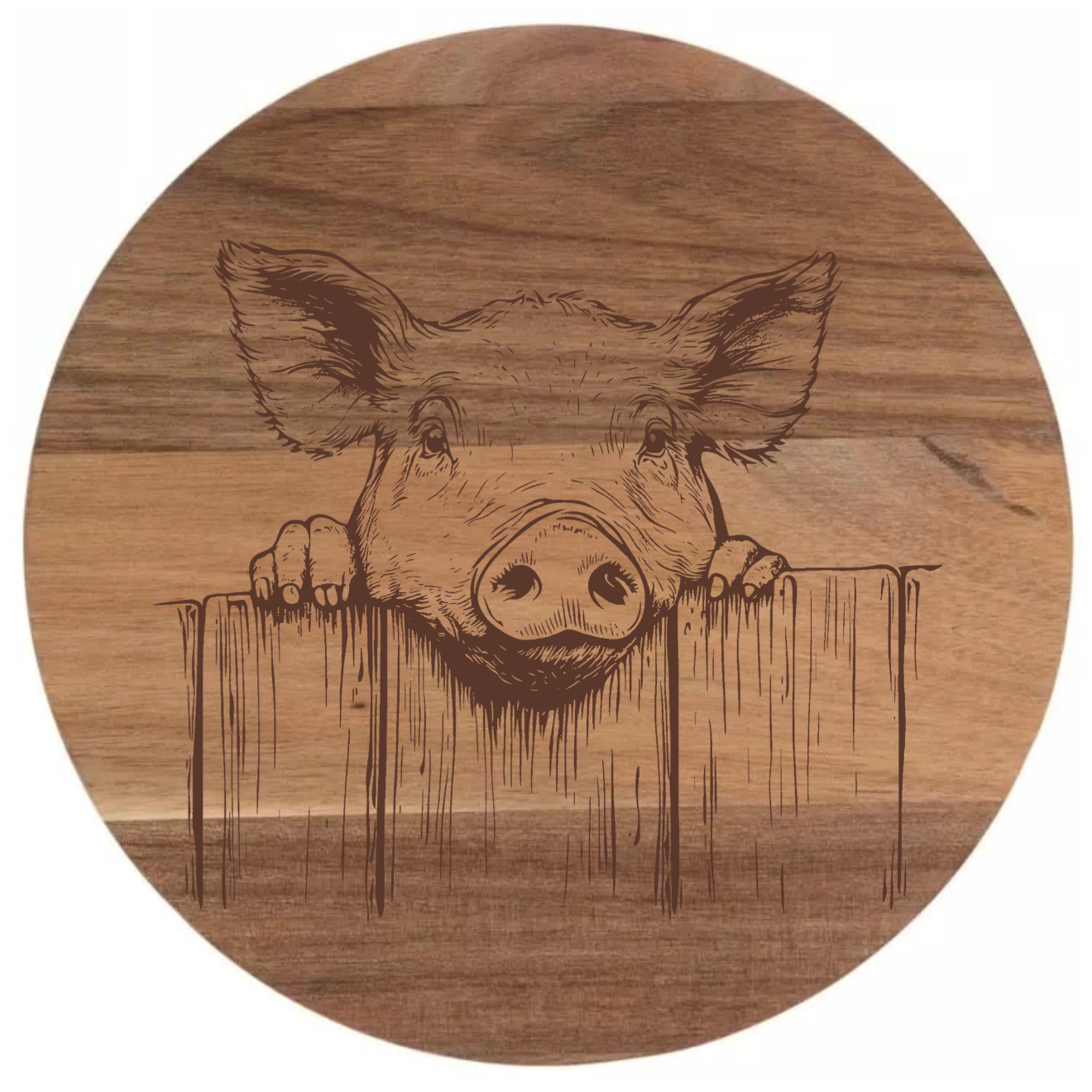 Pig Peering Over Fence Design