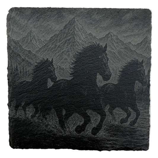 Running Horses Slate Coaster