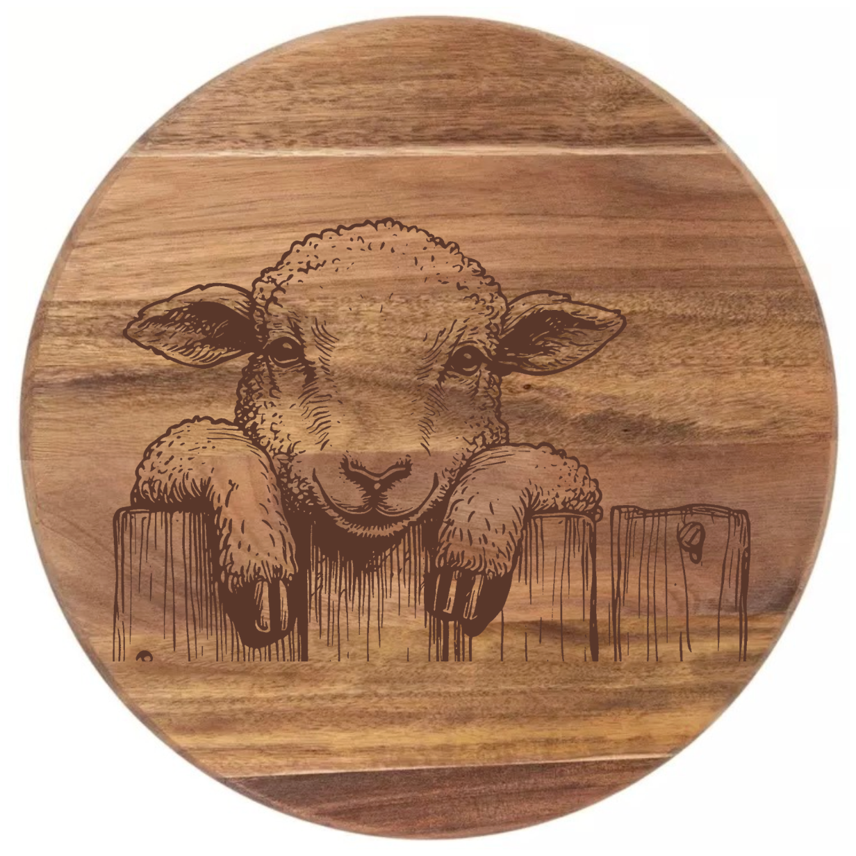 Sheep Peering Over Fence Design