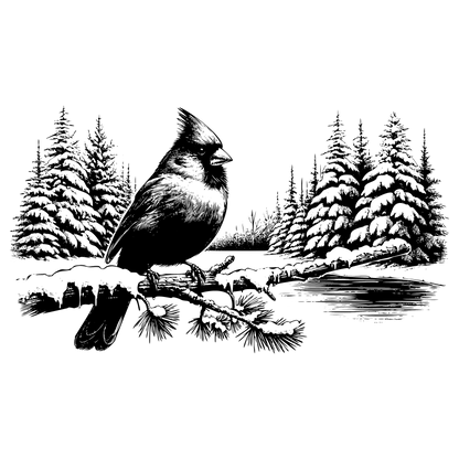 Cardinal on a Snowy Lake Design